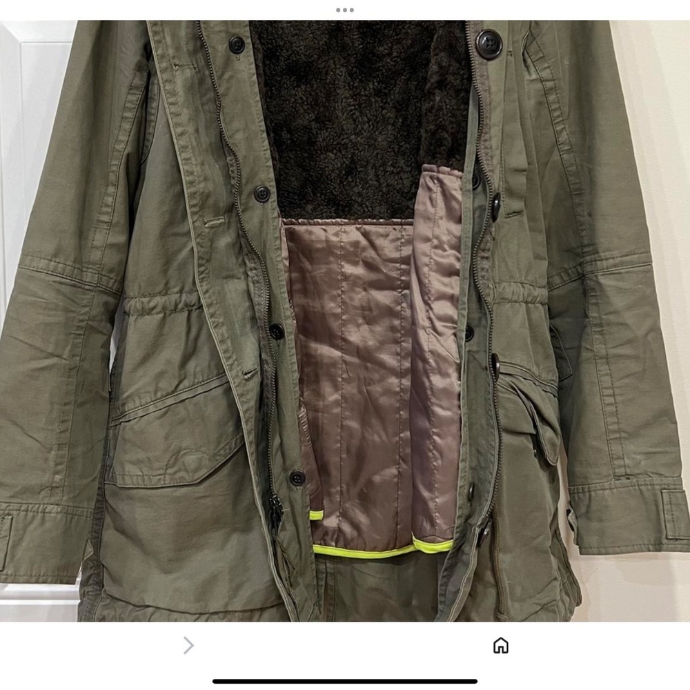 GAP Women's Hooded Utility Parka Jacket Sz S Olive Green Military Lined Winter - Picture 3 of 16